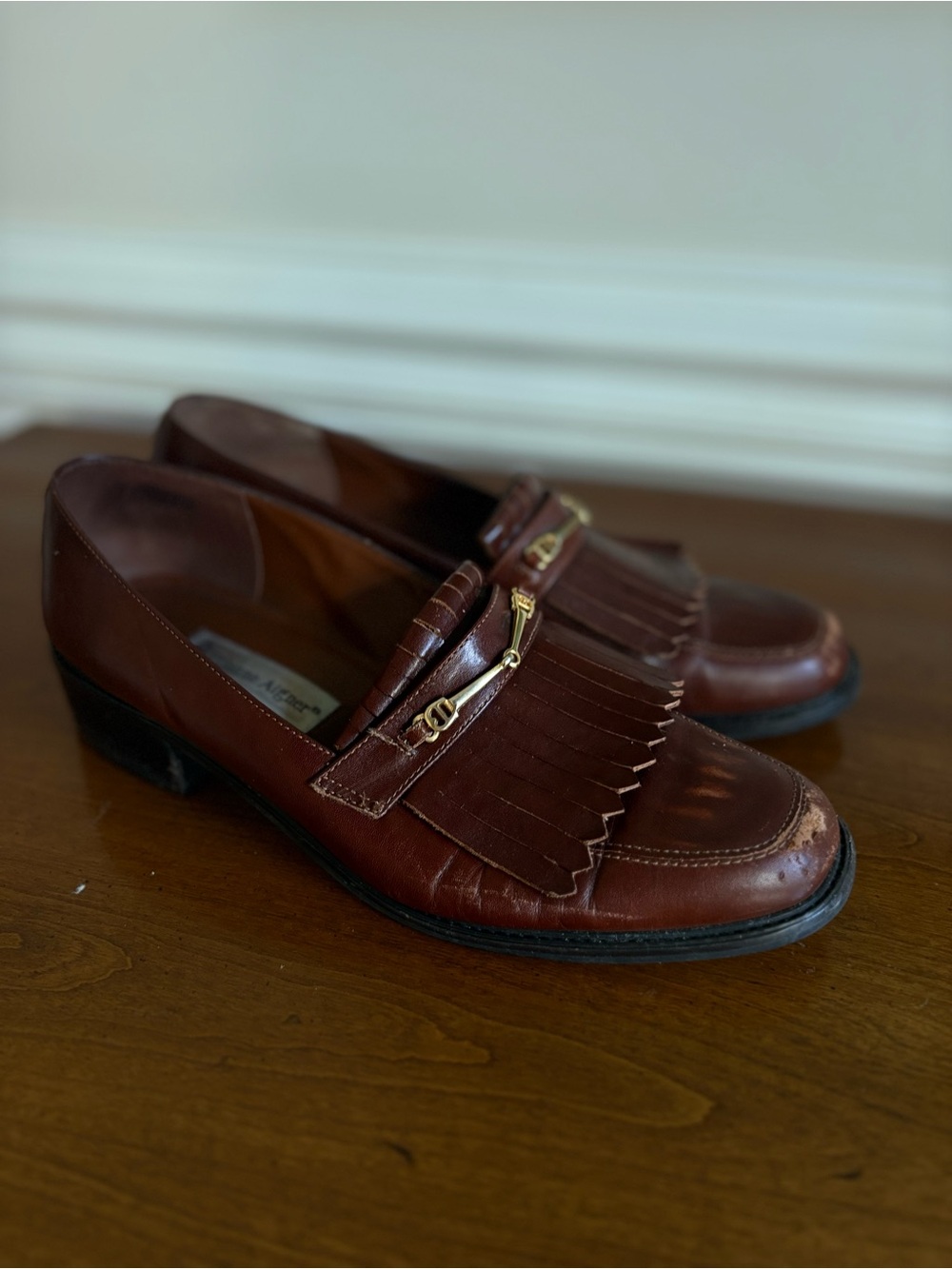 Etienne Aigner Brown Leather Kiltie Tassel Loafers
